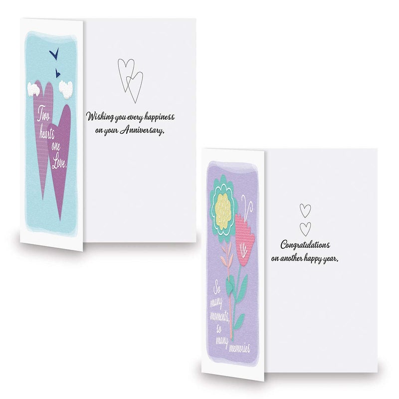 Current Every Happiness Anniversary Greeting Cards - Set of 8 (4 designs), Large 5" x 7" Wedding Anniversary Cards with Sentiments Inside, White Envelopes - Image 2